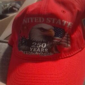 Red Patriotic Cap with Eagle & American Flag – 250th Anniversary Edition